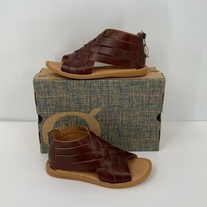 Born Iwa woven sandals shoe brown leather gladiator flat dark tan new women 7